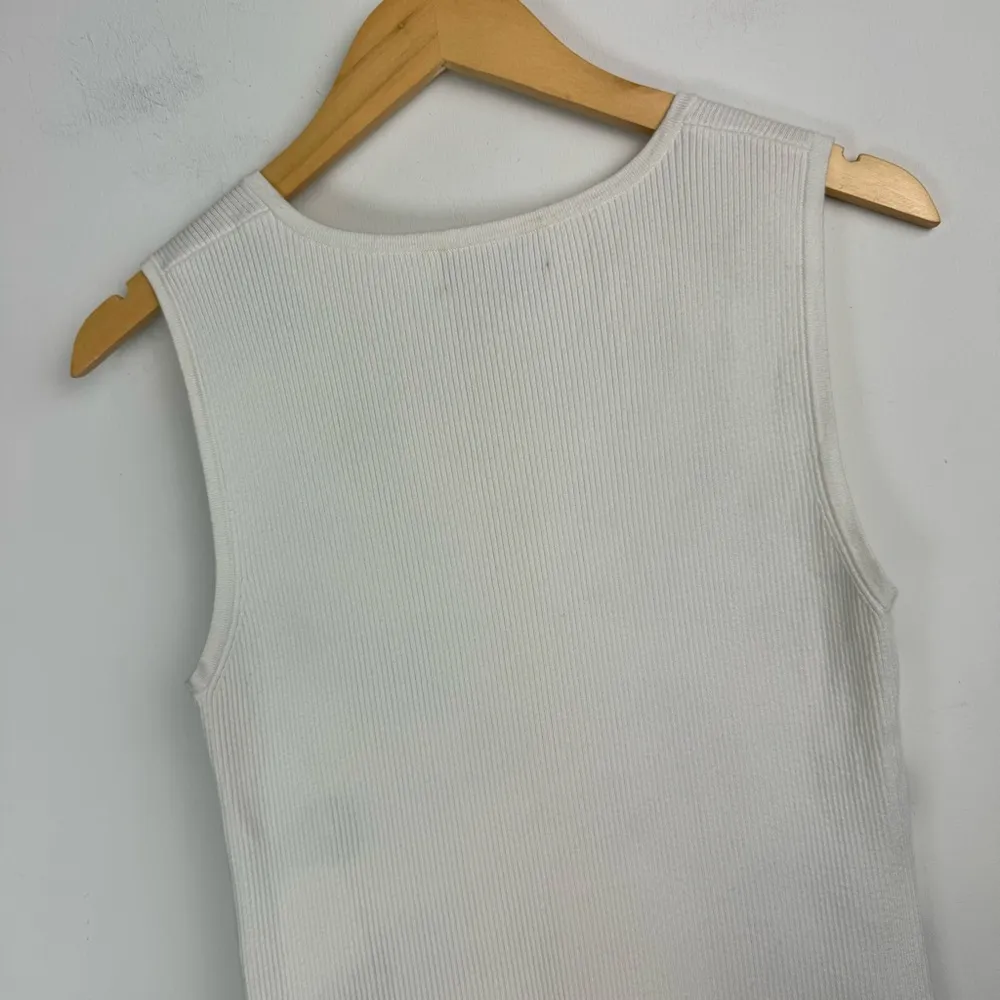 Vtg Y2K Zebra Stripe Ribbed Top Sz Large Quarter Zip Sleeveless Tank Black - Image 10