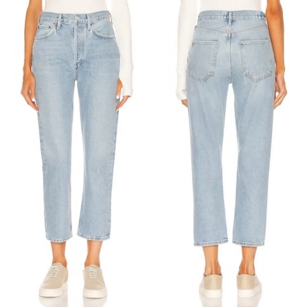 AGOLDE Riley High Rise Straight Crop Jeans Dimension Wash Size 25 Organic Denim - Image 12