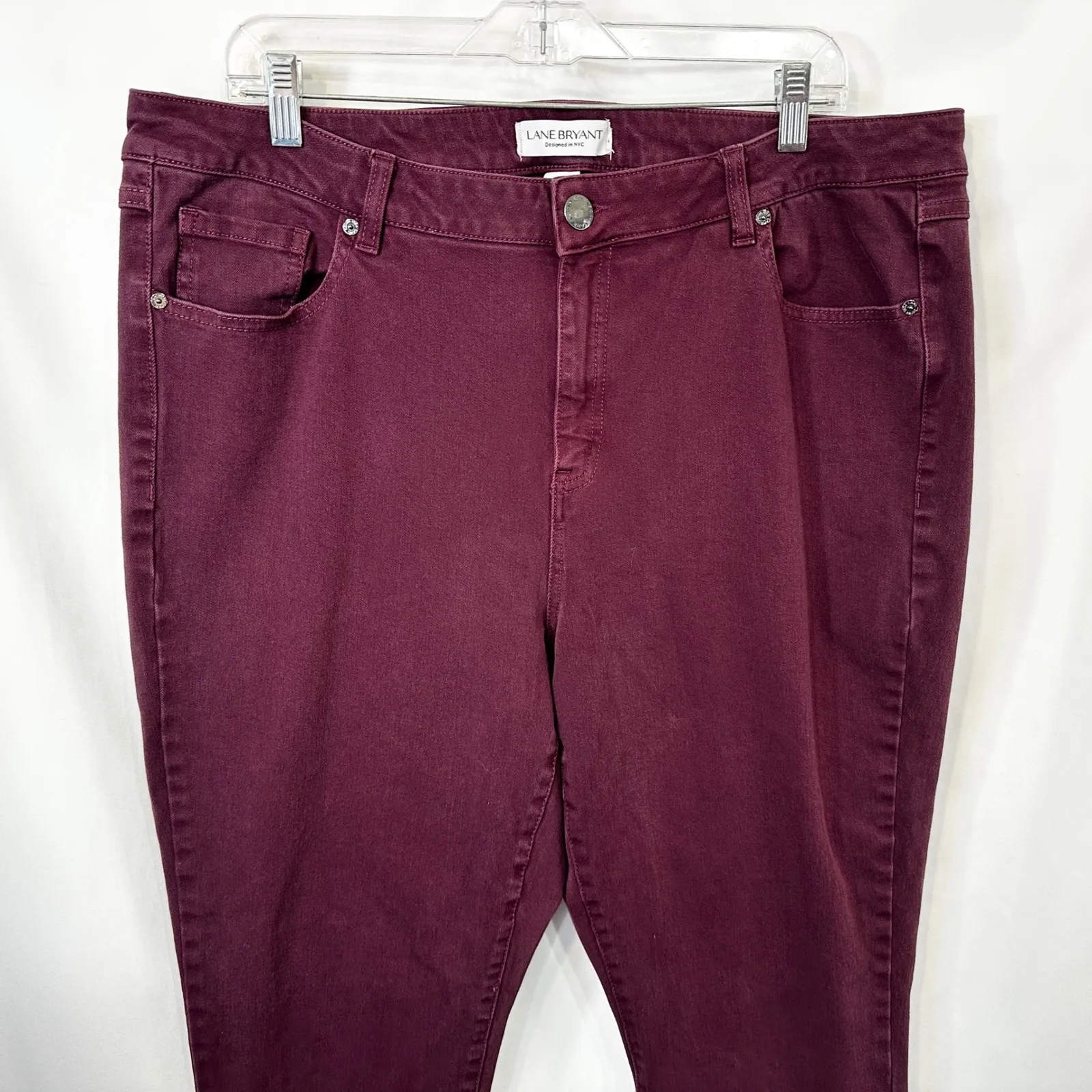 Lane Bryant Plus Size 18 Jeans High Rise Stretch Skinny Burgundy Merlot 1782 - Image 3