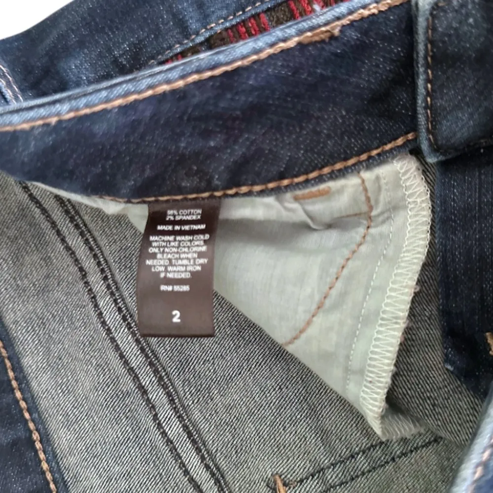 Express Blue and Red Embroidered Jean Shorts with Chevron Design - Image 7