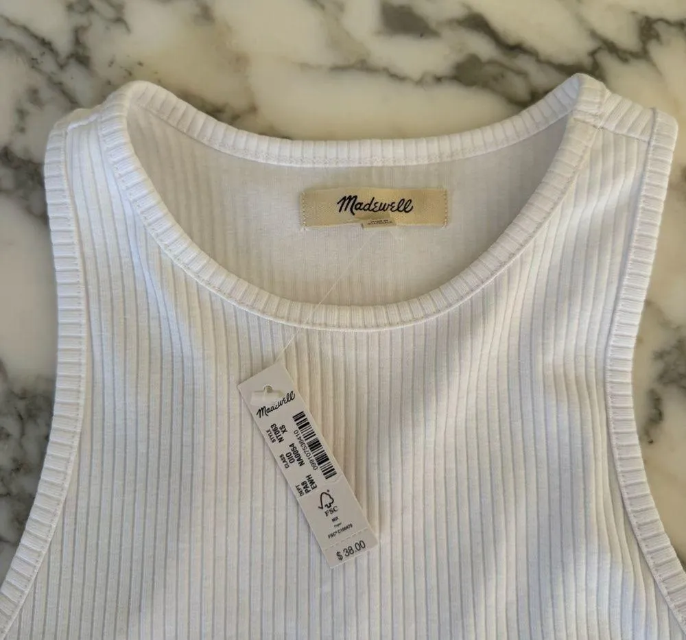 NWT Madewell High Neck in Sleekhold White Tank Top US Women XS - Image 4