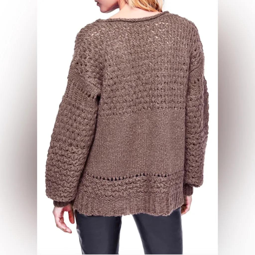 Free People Crashing Waves Pullover Sweater - Cocoa - M - Image 5