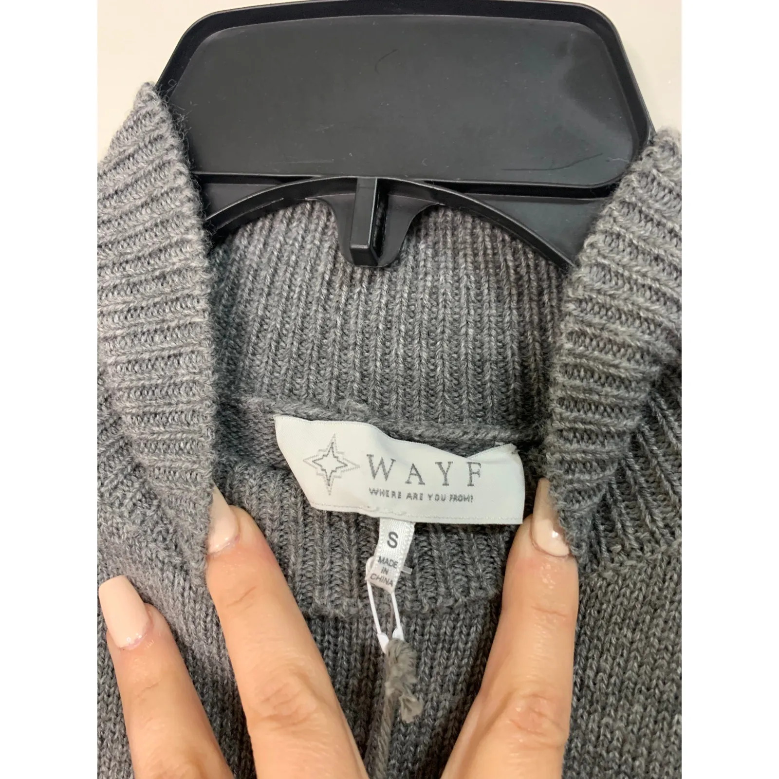 WAYF Womens Lola‎ Sweater dress Mock Neck Mini grey dress S NWT - Image 3