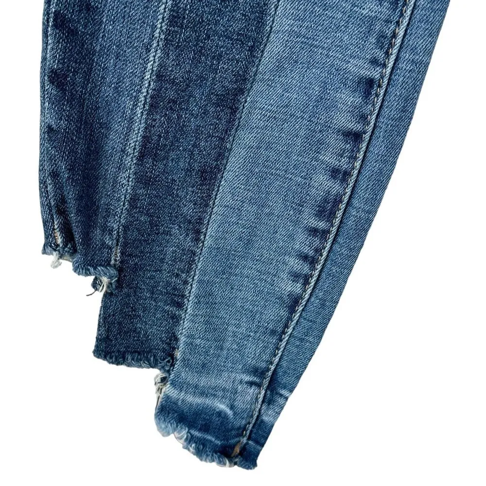 Blank NYC SZ 25 High & Low Skinny Crop Jeans Patchwork Zip-Fly Frayed Step Hem - Image 4