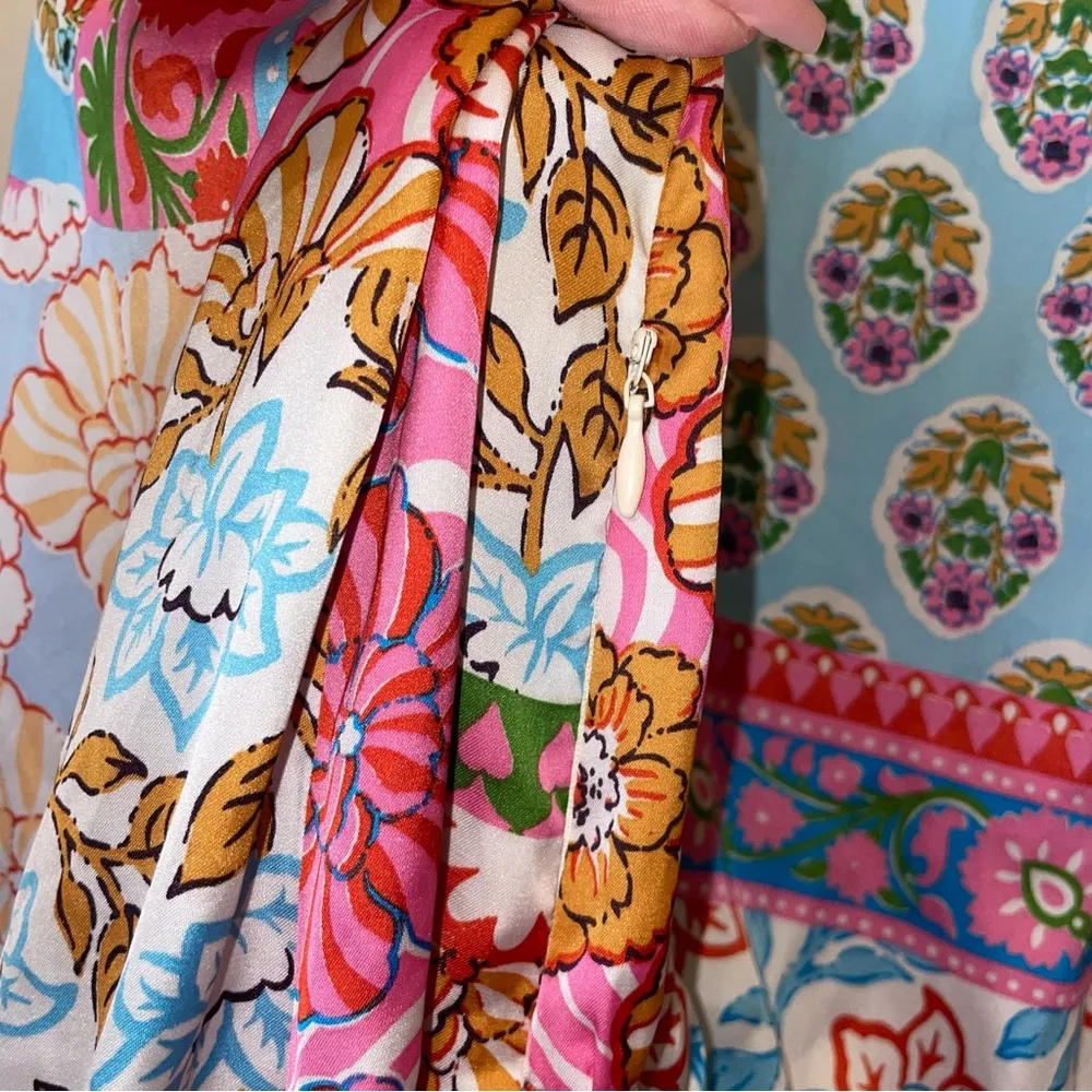 ZARA Satin Effect Patchwork Paisley Print Dress - Image 9