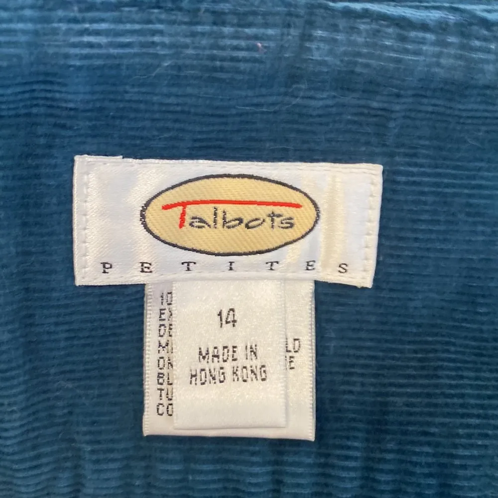 Talbots Petites Teal Corduroy A-Line Floral Beaded Midi Skirt EUC Sz 14P - Image 5