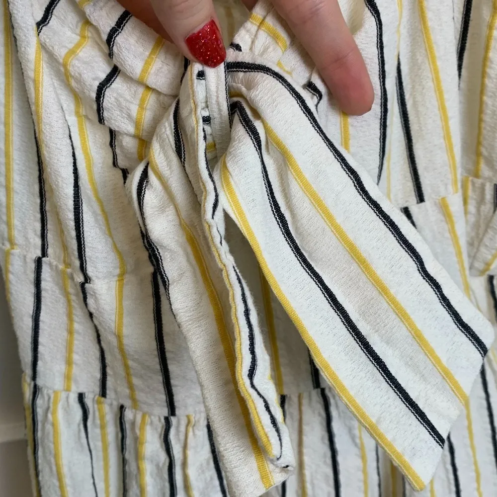 Flying Tomato Yellow & Black Striped Tie Front Mini Dress - Image 4