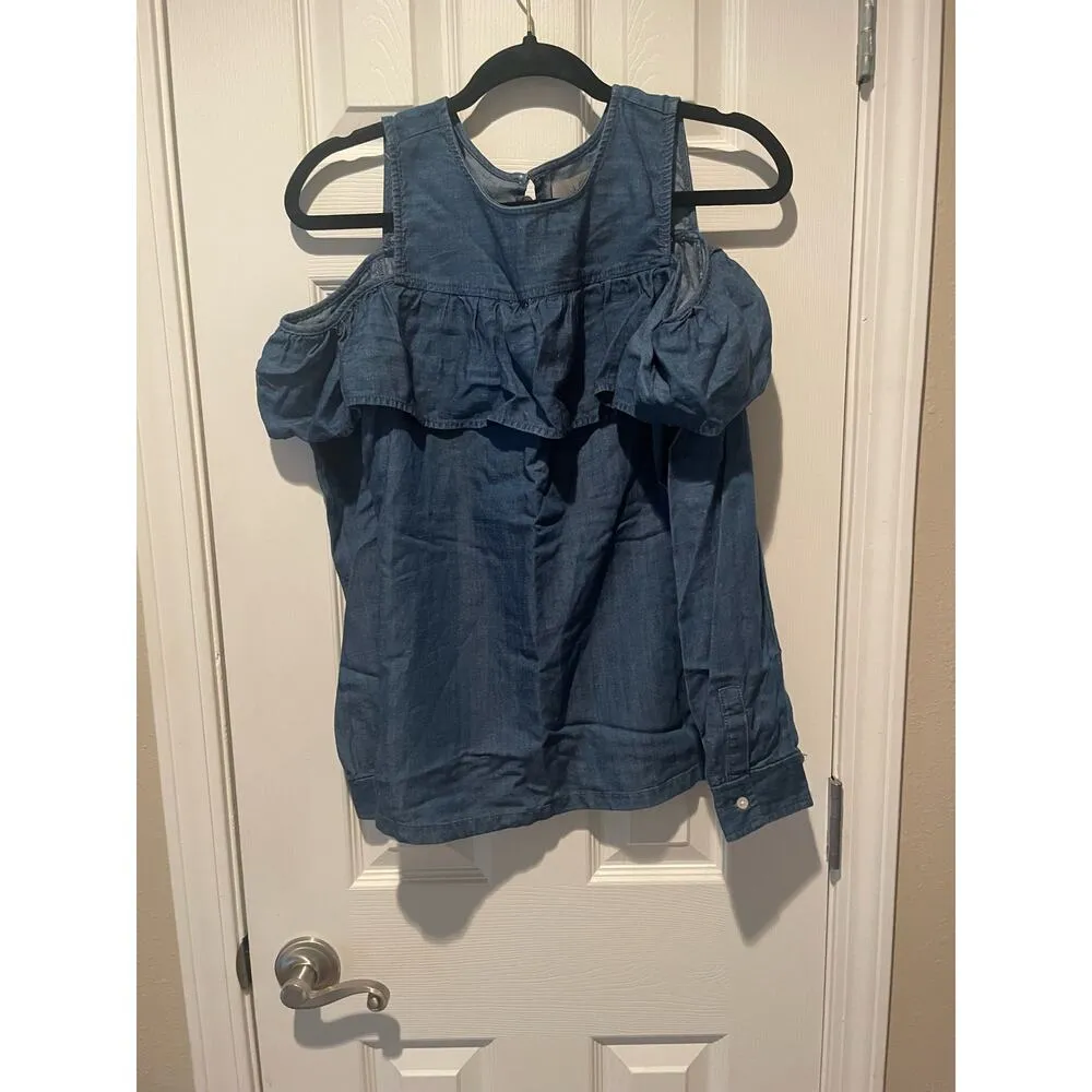 Loft Cold Shoulder Denim Womens Blouse, Size S, $18, B51 - Image 5