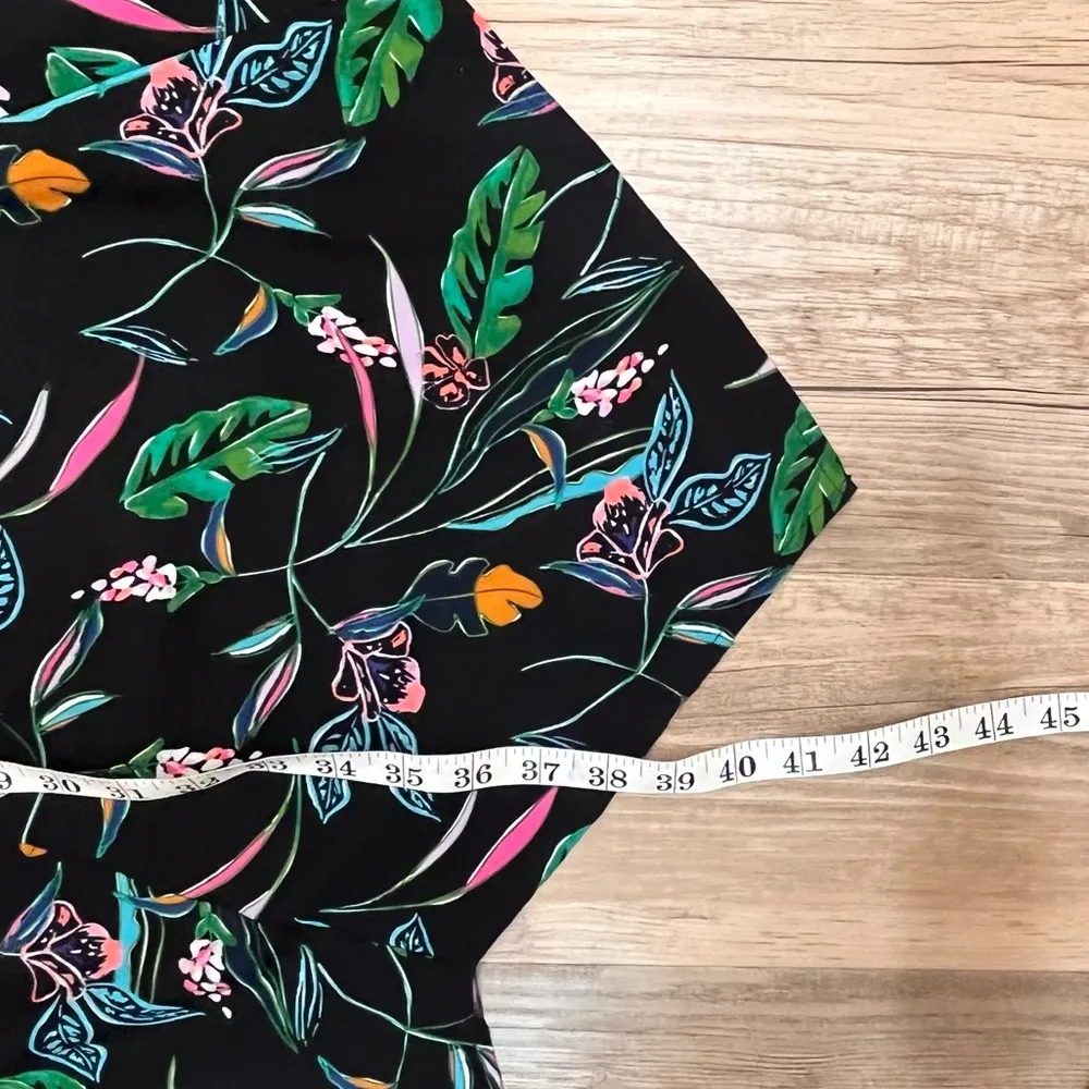 A New Day Women's Floral Print Sleeveless Tie Waist Dress -Black size Large - Image 6