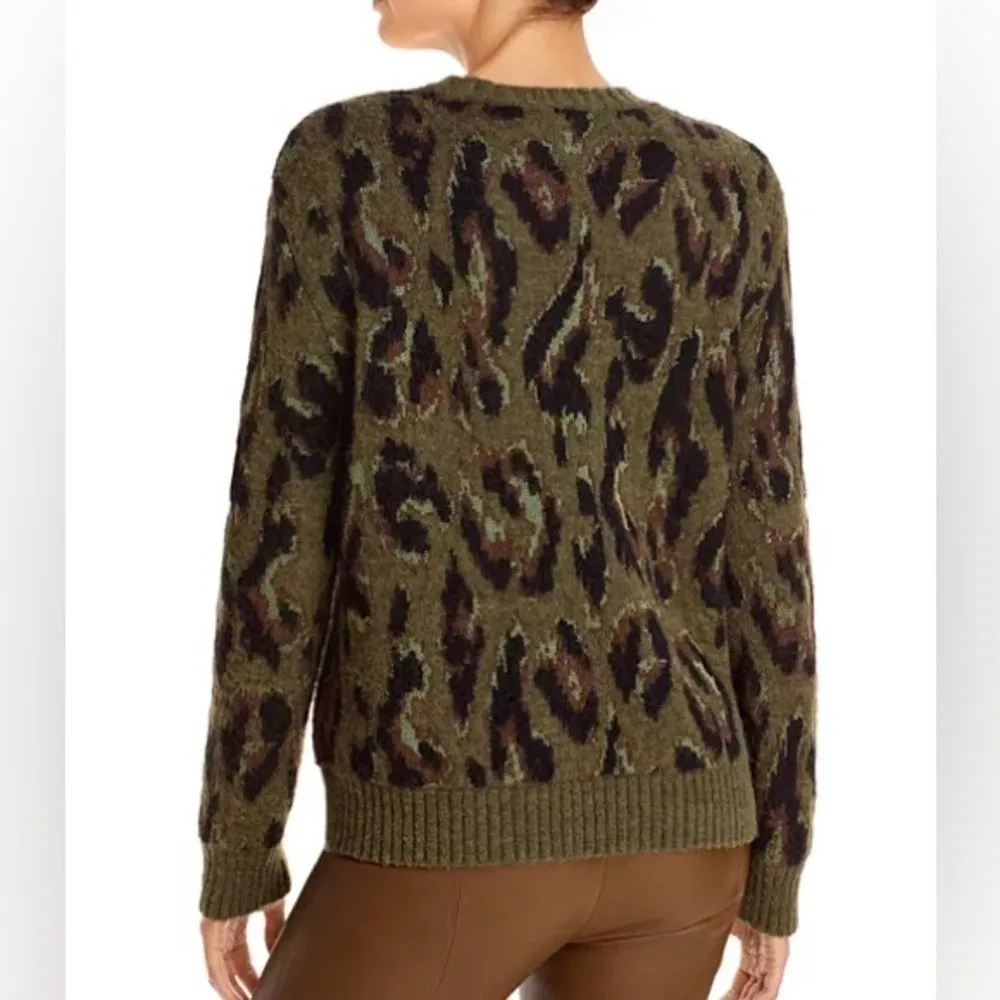 Derek Lam 10 Crosby Evan Sweater Women's Small Green Animal Print Wool Blend - Image 8