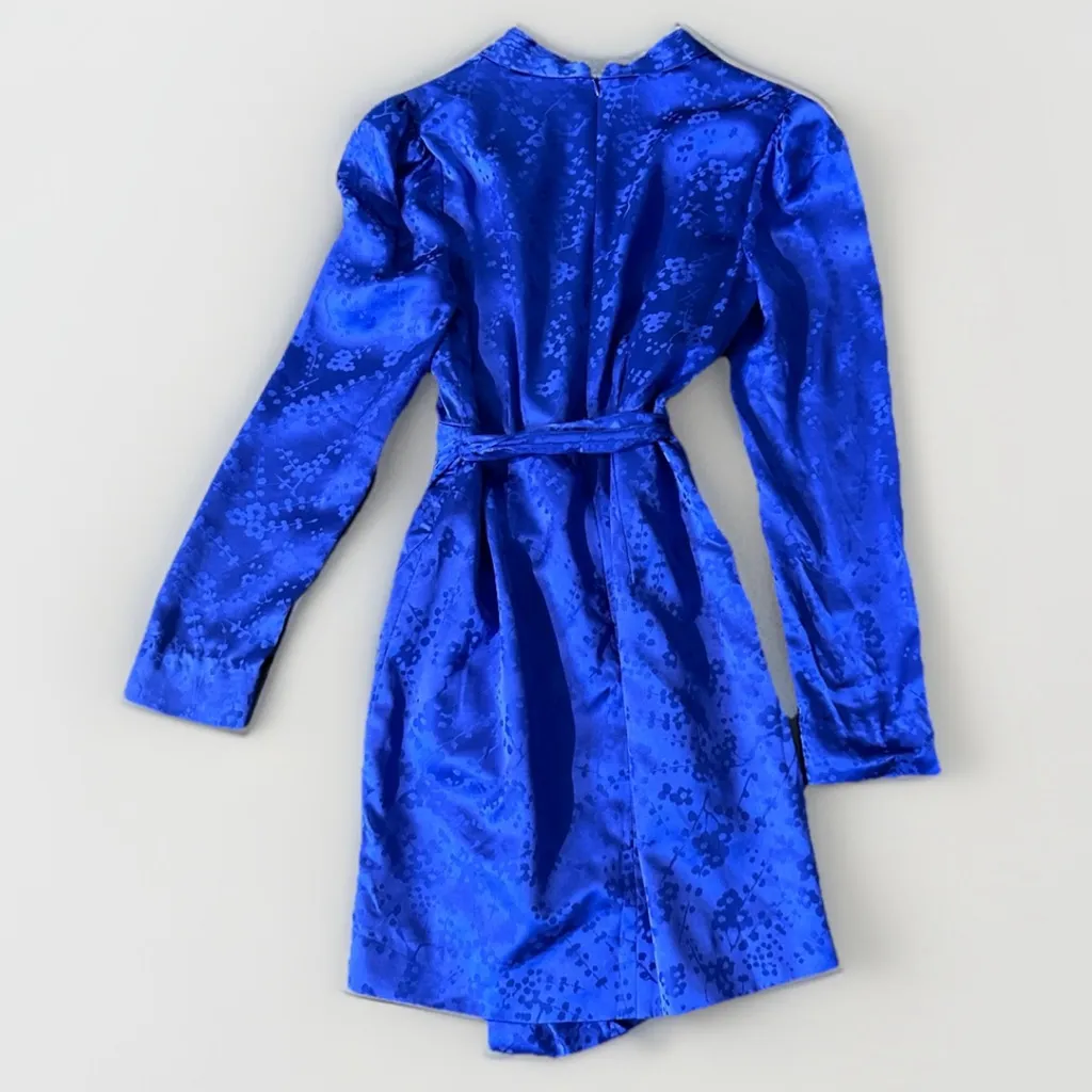 Saloni Womens Silk ‎ Bibi V Neck Tie Waist Dress Cobalt Blue Size 6 $625 - Image 5