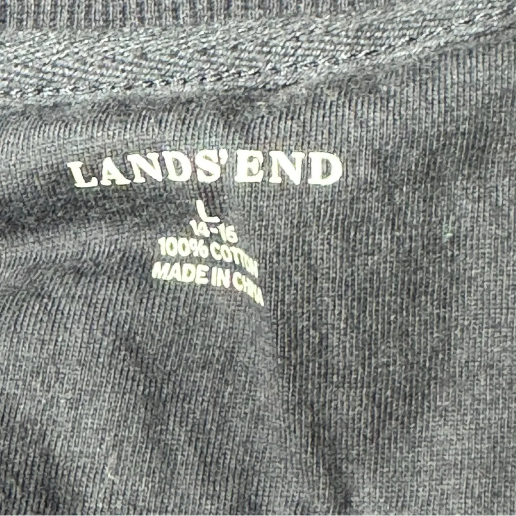 Lands End Women’s Long Sleeve Crew Neck Top With Button Details Sz L Black Size L - Image 5