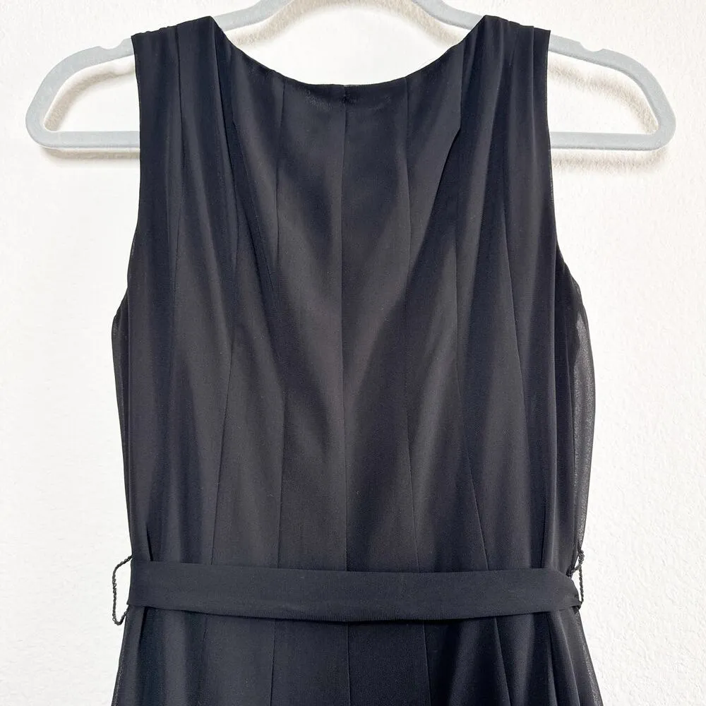 Vintage Evan Picone Ruffle Chiffon Black Fit & Flare Dress Size 4 - Image 10