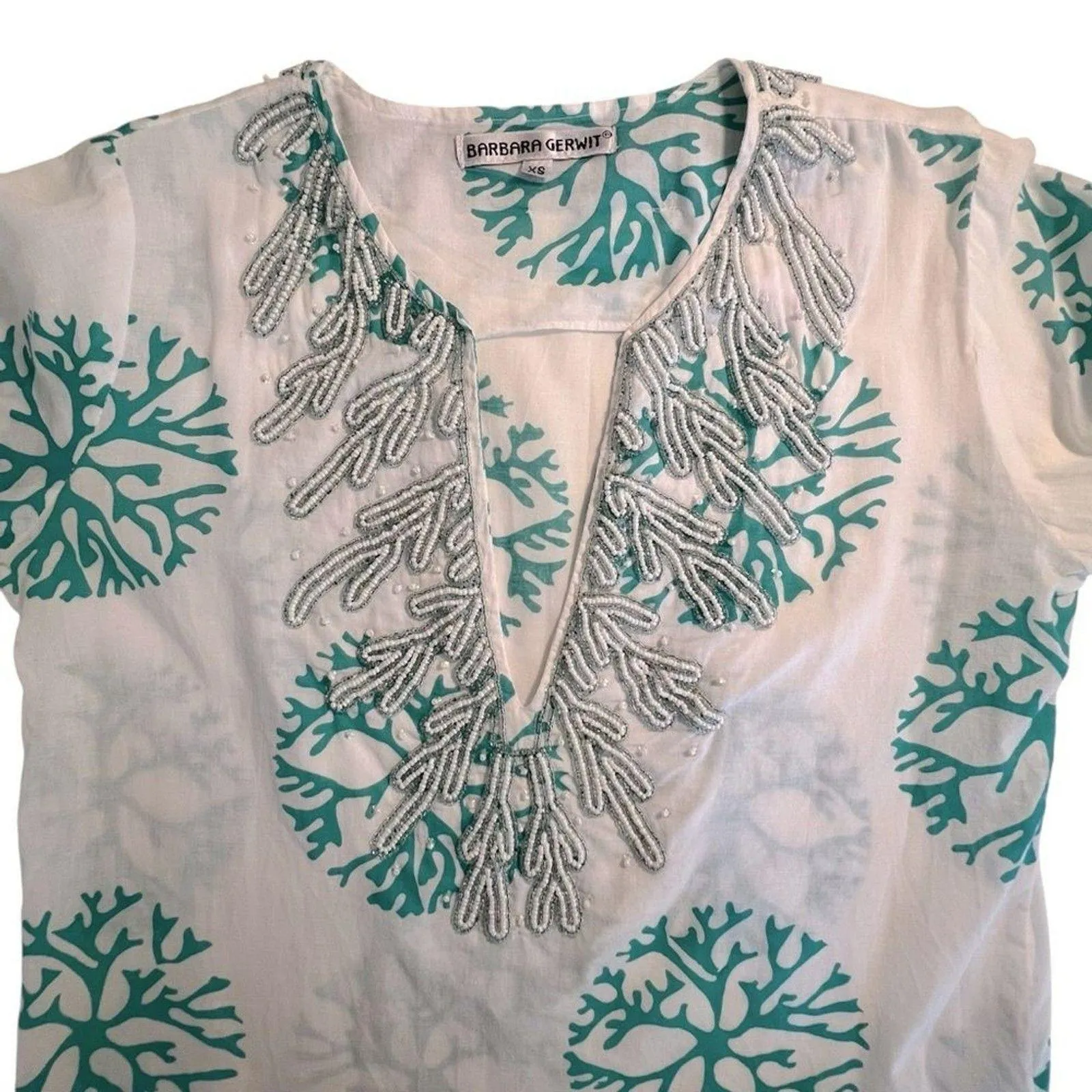 Barbara Gerwit Womens Beaded Swim Coverup Size XS Resort Beach Vacation Coastal White - Image 4