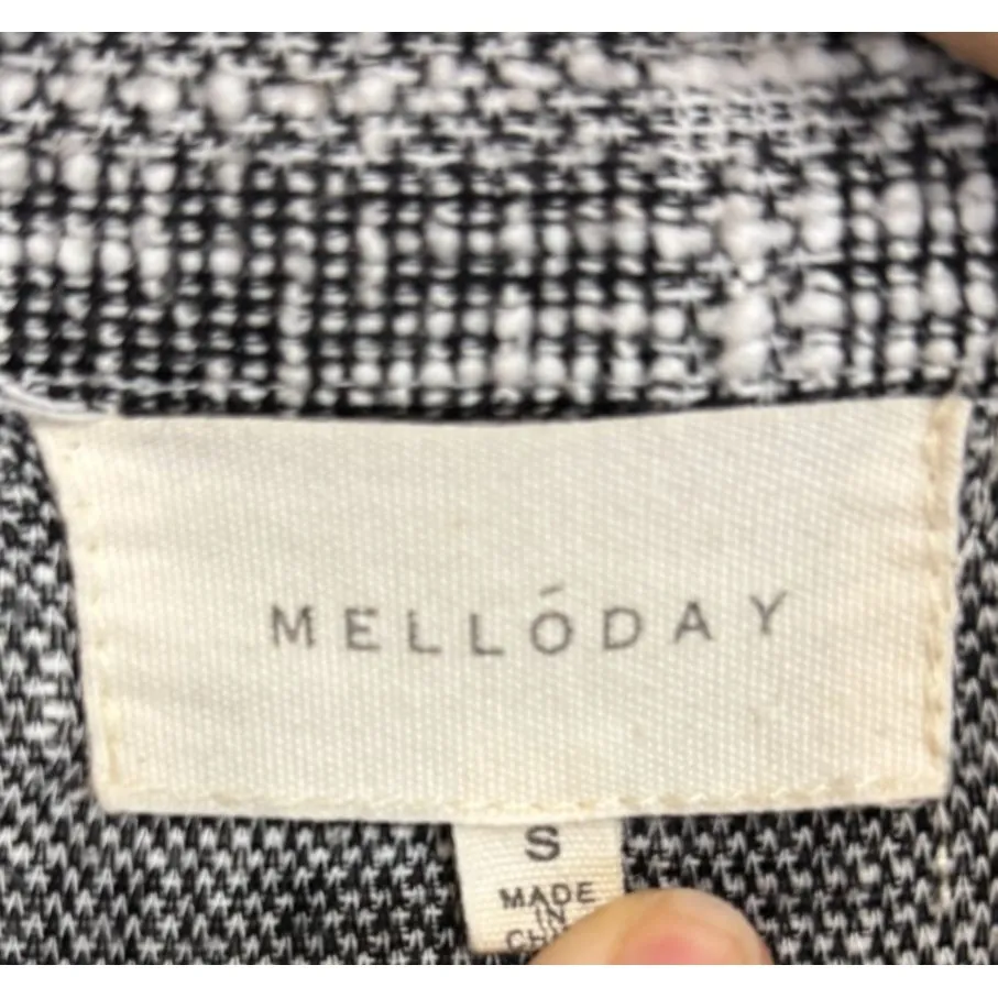 Melloday Blazer Women Sz S Plaid Tweed Open Front Notch Lapel Preppy Academia - Image 5