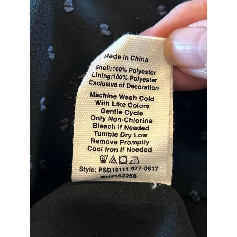 NWT Avec Les Filles Blouse Small Black One Shoulder Sheer Sleeve Ruffles - Image 7