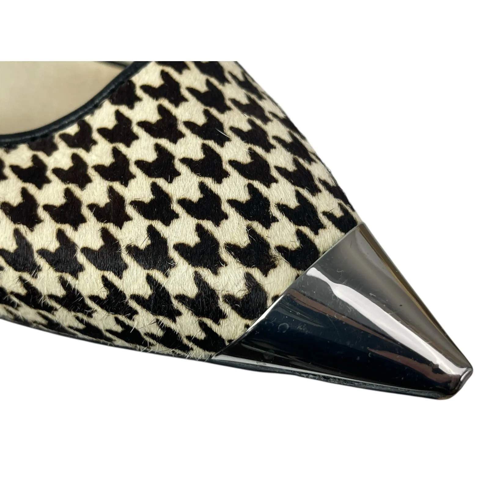 Michael Kors Black Houndstooth Pointed Toe Stiletto Heel Ankle Strap Sandals 8.5 - Image 6