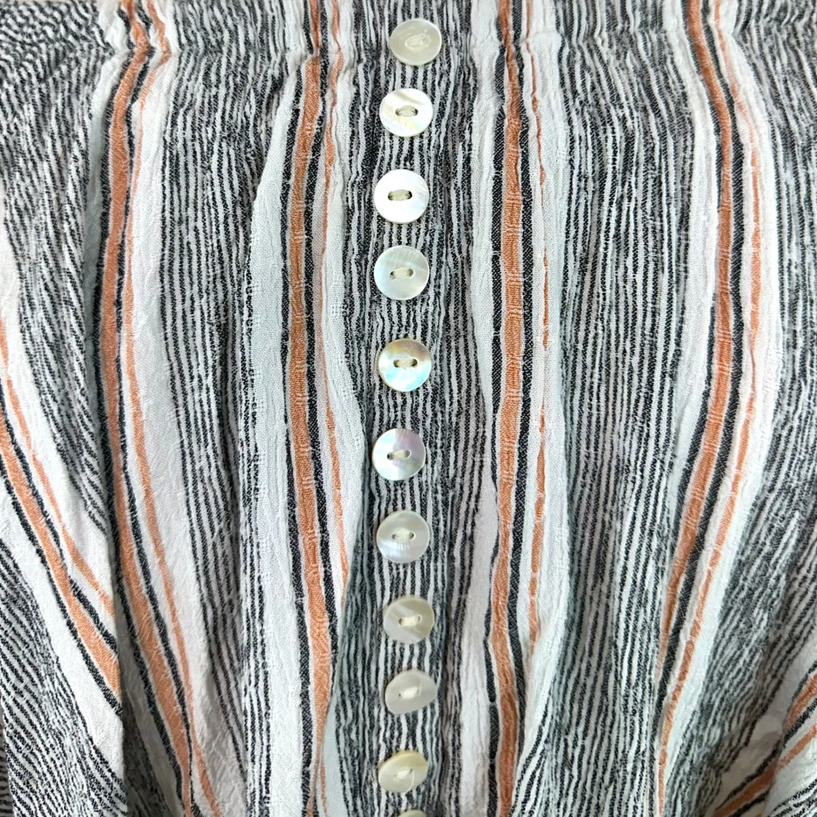 ANGIE NEW Off The Shoulder Striped Cropped Ruffles Button Front Top Women S Boho - Image 2