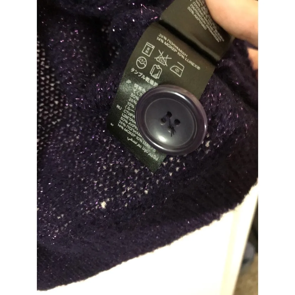 H&M purple short sleeve sparkle crop top fuzzy sweater - Image 8