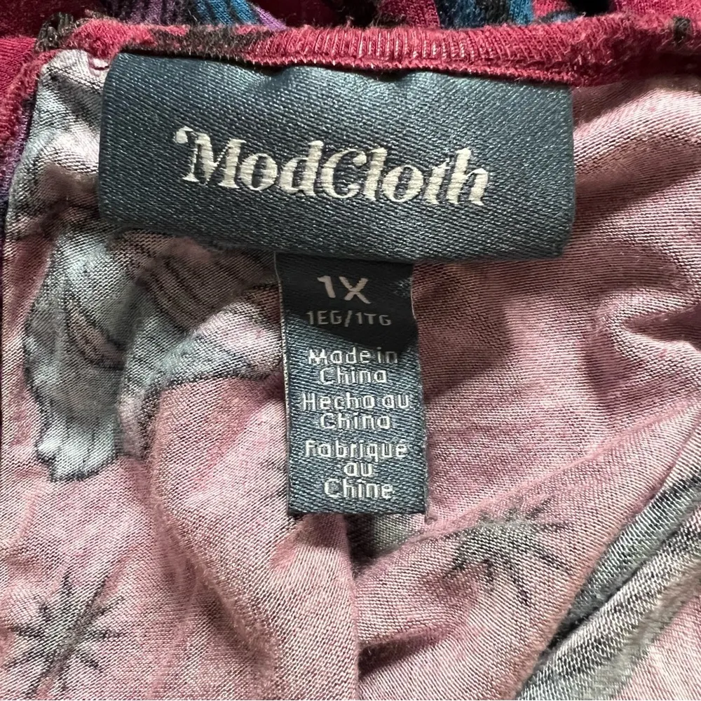 ModCloth Stargazing in the Primroses Midi Dress 1X Women’s Burgundy Floral EUC. - Image 4