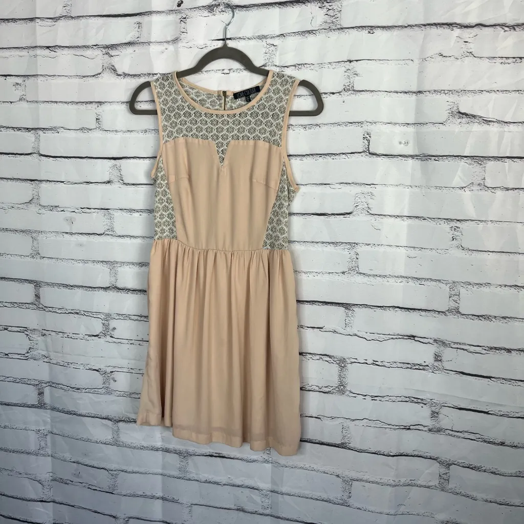 Love Culture Fit & Flare Lace Panel Dress Beige Pink Women’s S Sleeveless Boho - Image 8