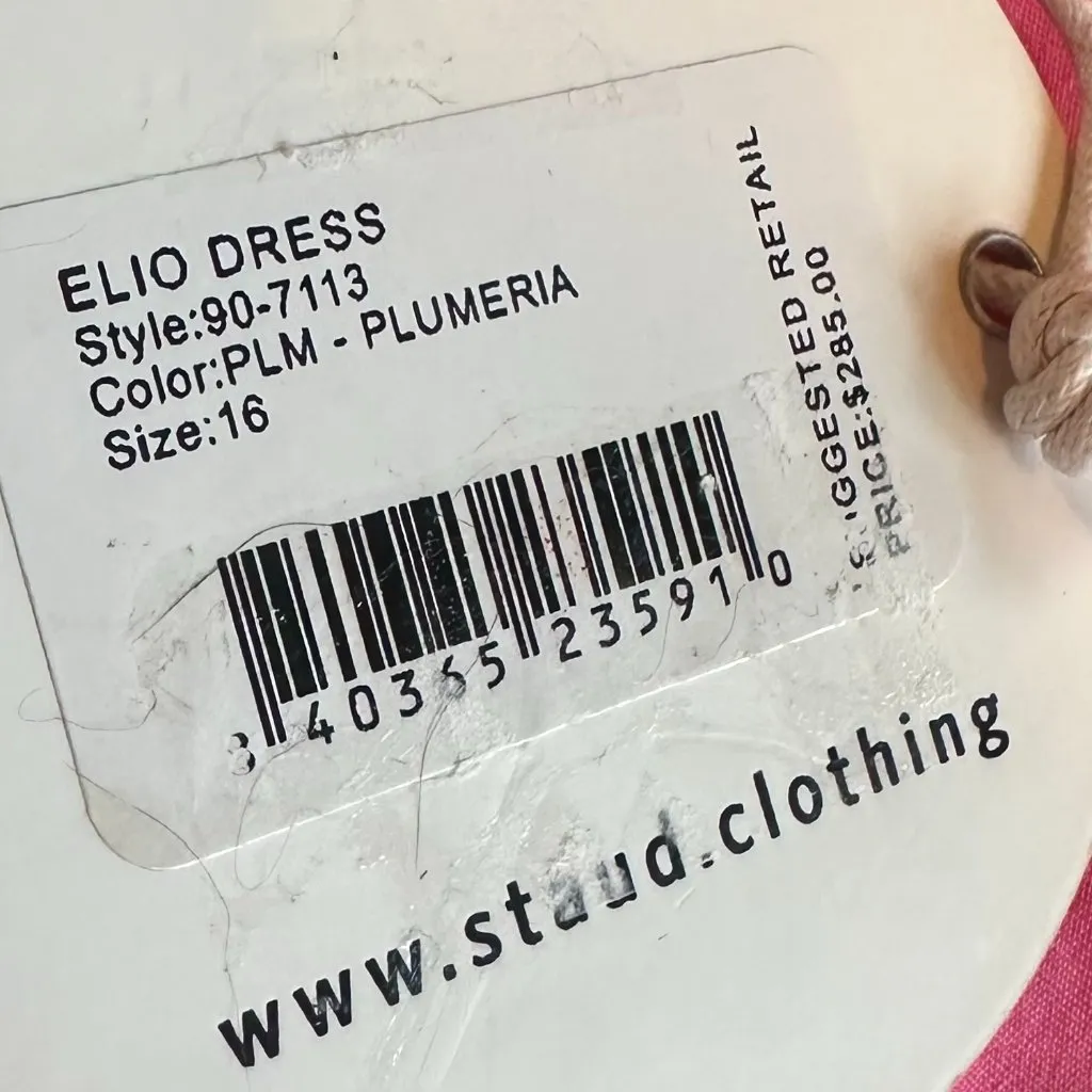 Staud Elio Off-The-Shoulder Dress Plumeria Pink Midi Length Cotton Size 16 NWT - Image 12