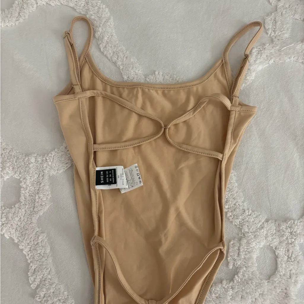 SHEIN Cream Strappy Thong Bodysuit - Image 6