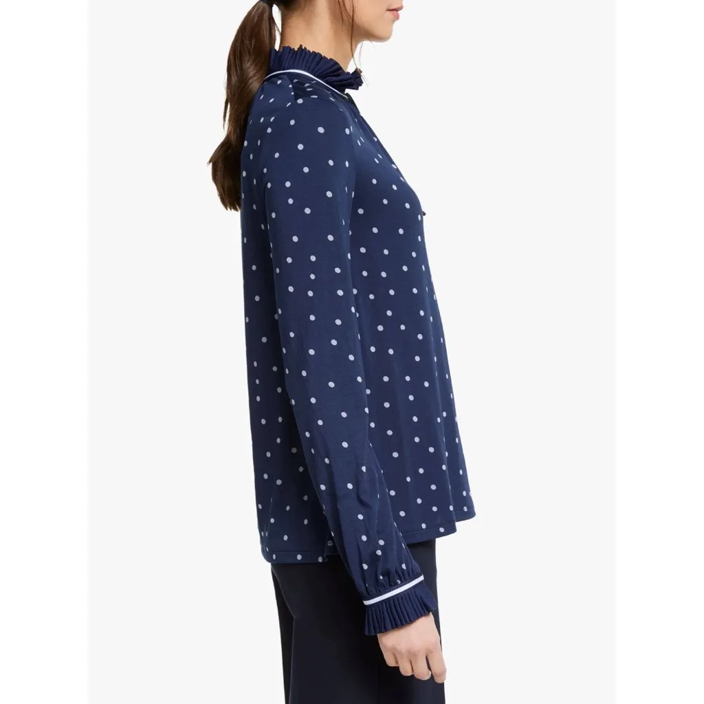 Boden Bronwyn Polka Dot Jersey Top Size 8 Blue - Image 4