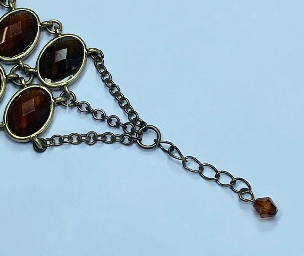 Lia Sophia Bracelet Double Strand of Faceted Amber Brown Gold Colors Adjustable - Image 12