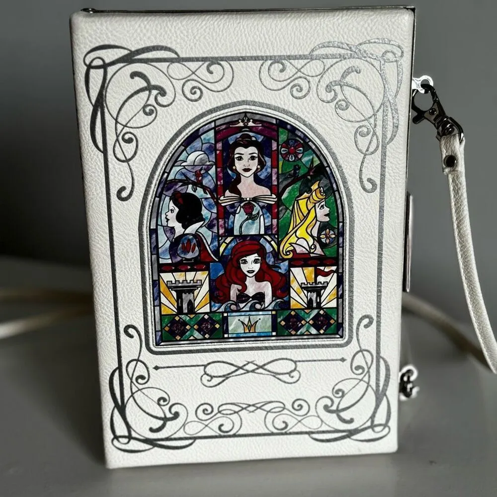 Lounge Fly  Disney Princess Fairytale Story Book Stained Glass Crossbody Clutch Pu - Image 2