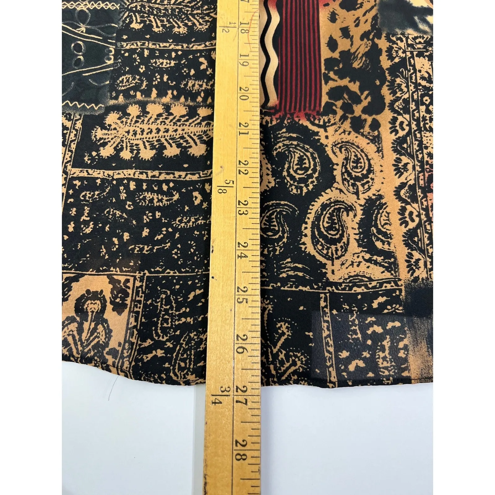 NWT STUDIO I Women's Size 18 Patchwork Print Long Sleeve Button Up Shirt Top - Image 7