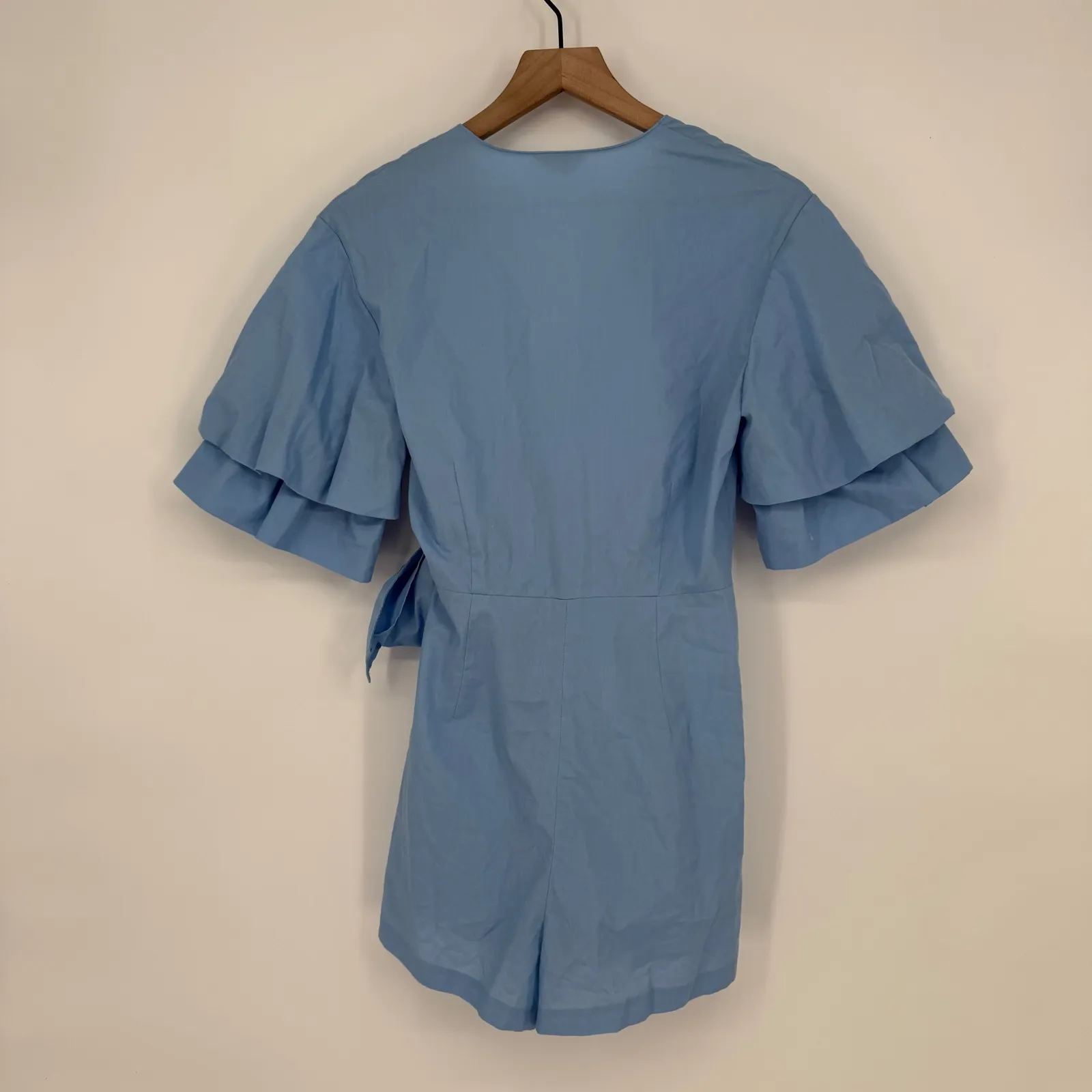 Blue Ruffle Sleeve Wrap Romper Jumpsuit Topshop Size 4 - Image 8