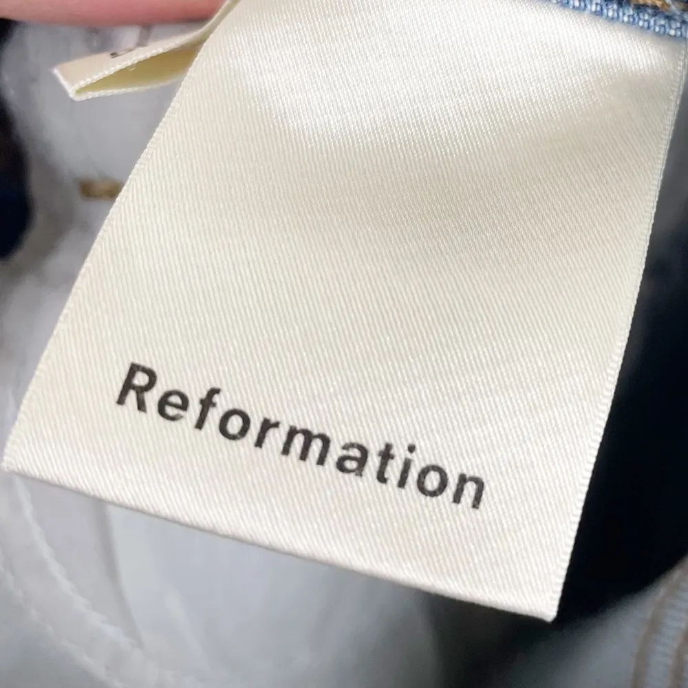 Reformation High and Straight Jeans in Indian Wash Blue Denim Women's Size 25 - Image 8