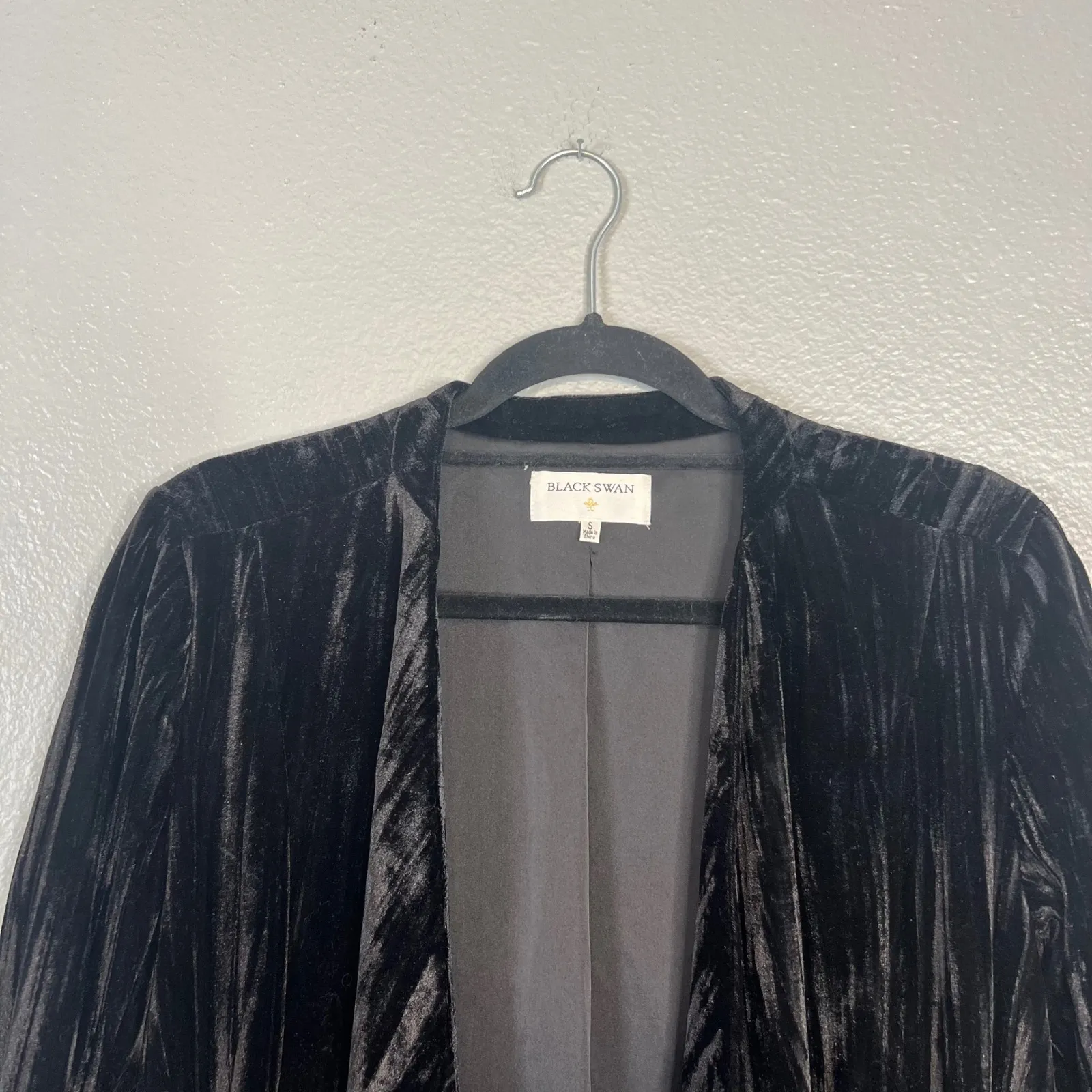 Black Swan Black Crinkle Velvet Blazer Jacket Womens Size S Goth Whimsigoth - Image 3