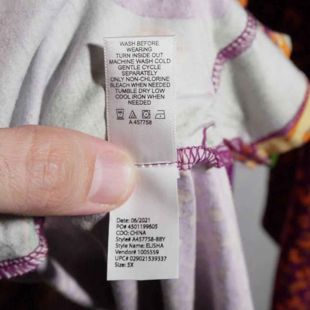 LOGO by LORI‎ GOLDSTEIN 5XL Purple Floral Tunic Top Shirt Blouse Groovy Bright - Image 6