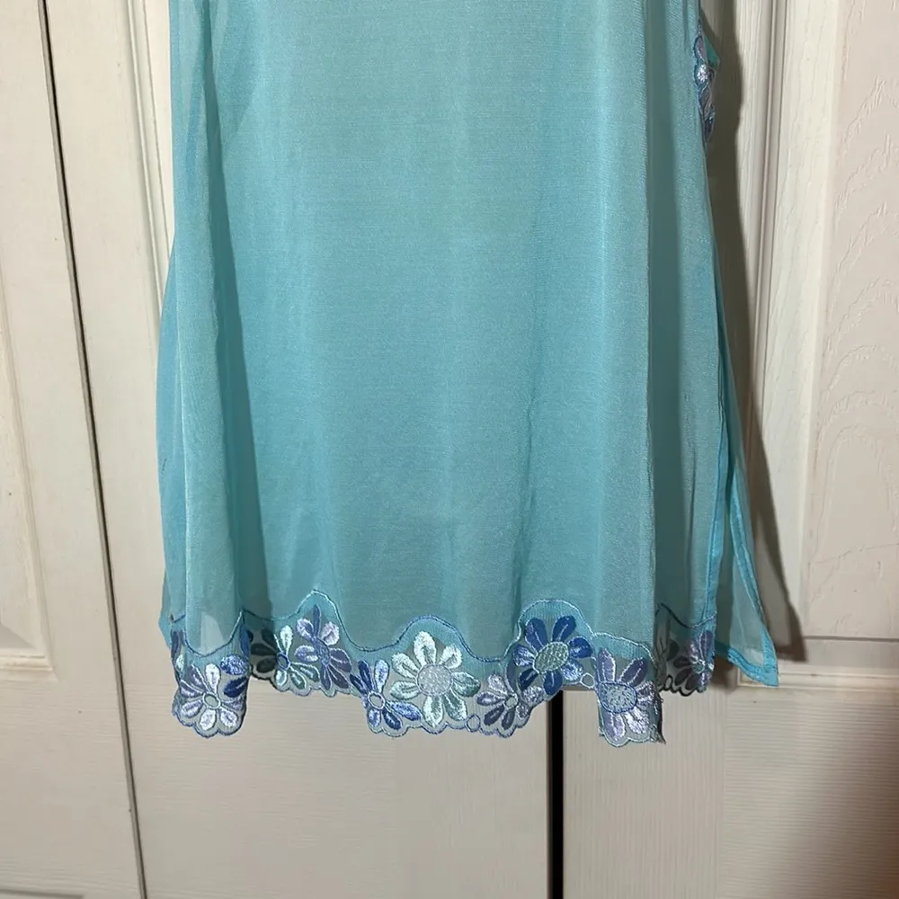 Victoria's Secret Vintage 2000s Mint Green Semi Sheer Cami Floral Lace Trim M - Image 7