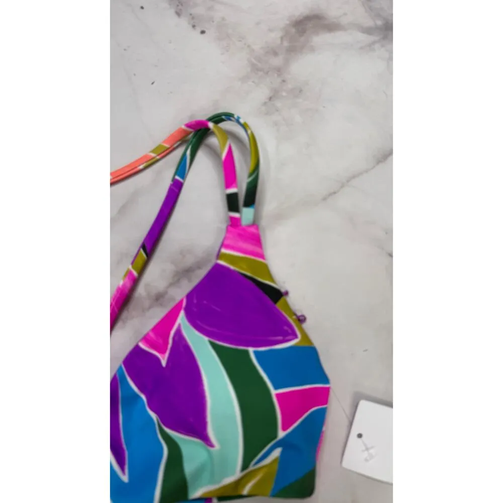 Hurley Juniors Strappy Back Bikini Top Tropical Floral Size XS New Max Isla - Image 4