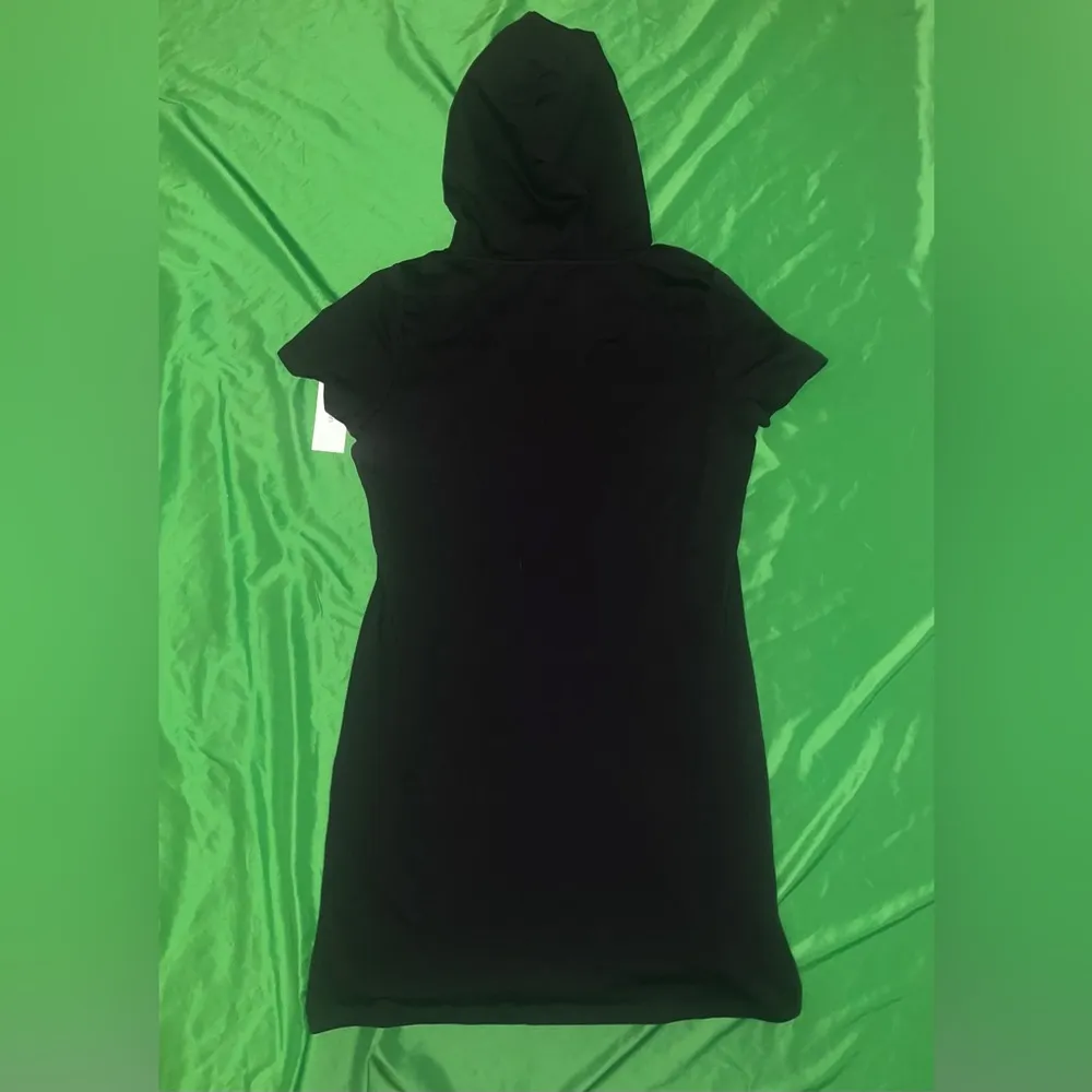 NWT Calvin Klein Black Hoodie Dress with Gold Logo size Large- Flaw - Image 2