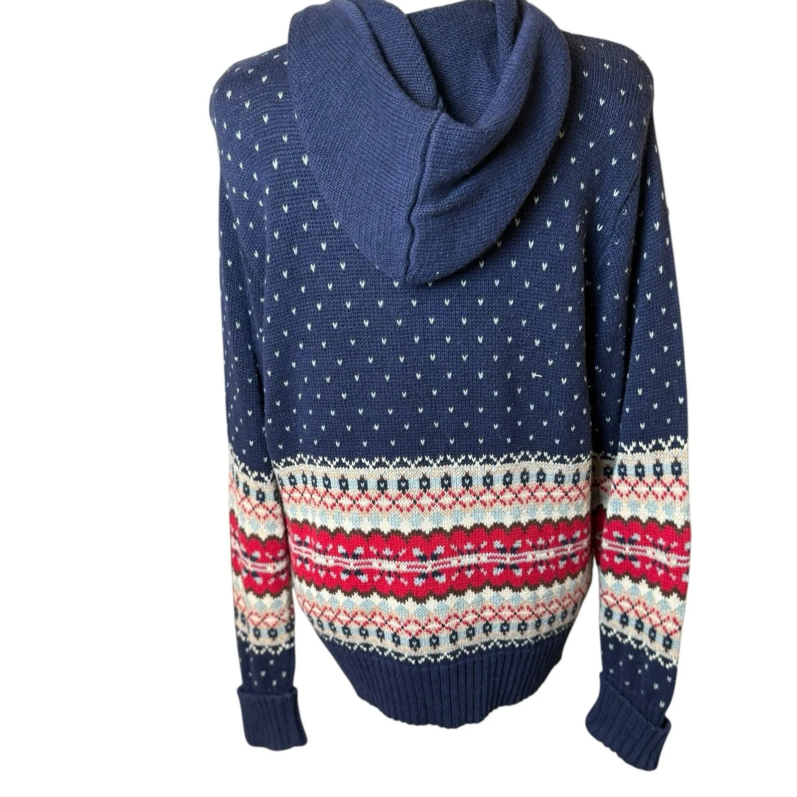 Vtg Tiara International Womens Hooded Full Zip Cardigan Sweater Medium Blue - Image 3