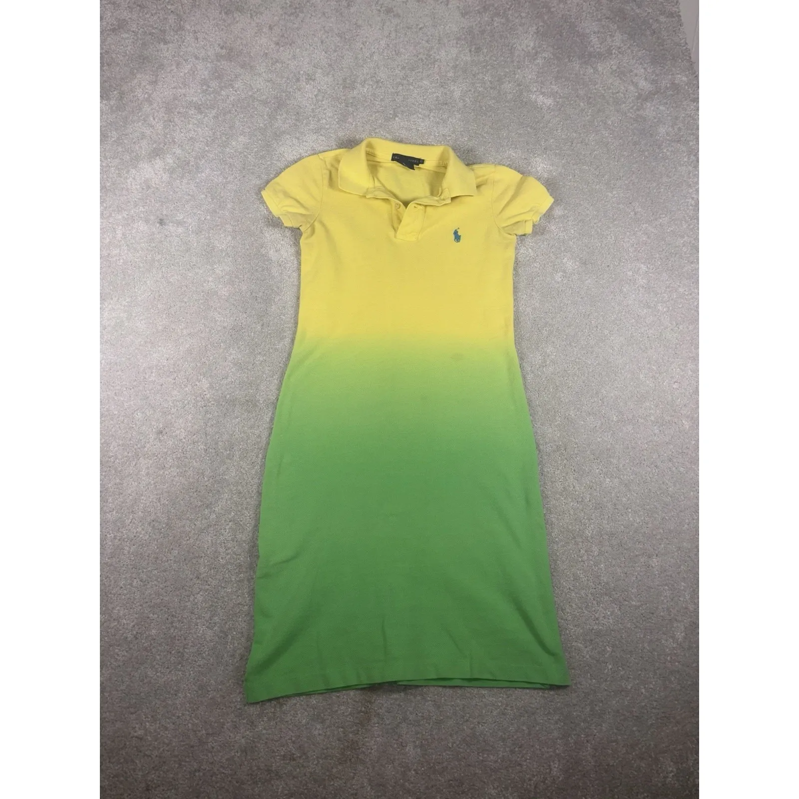 ralph lauren green yellow ombre polo dress xs (spots On Front Shown) - Image 4