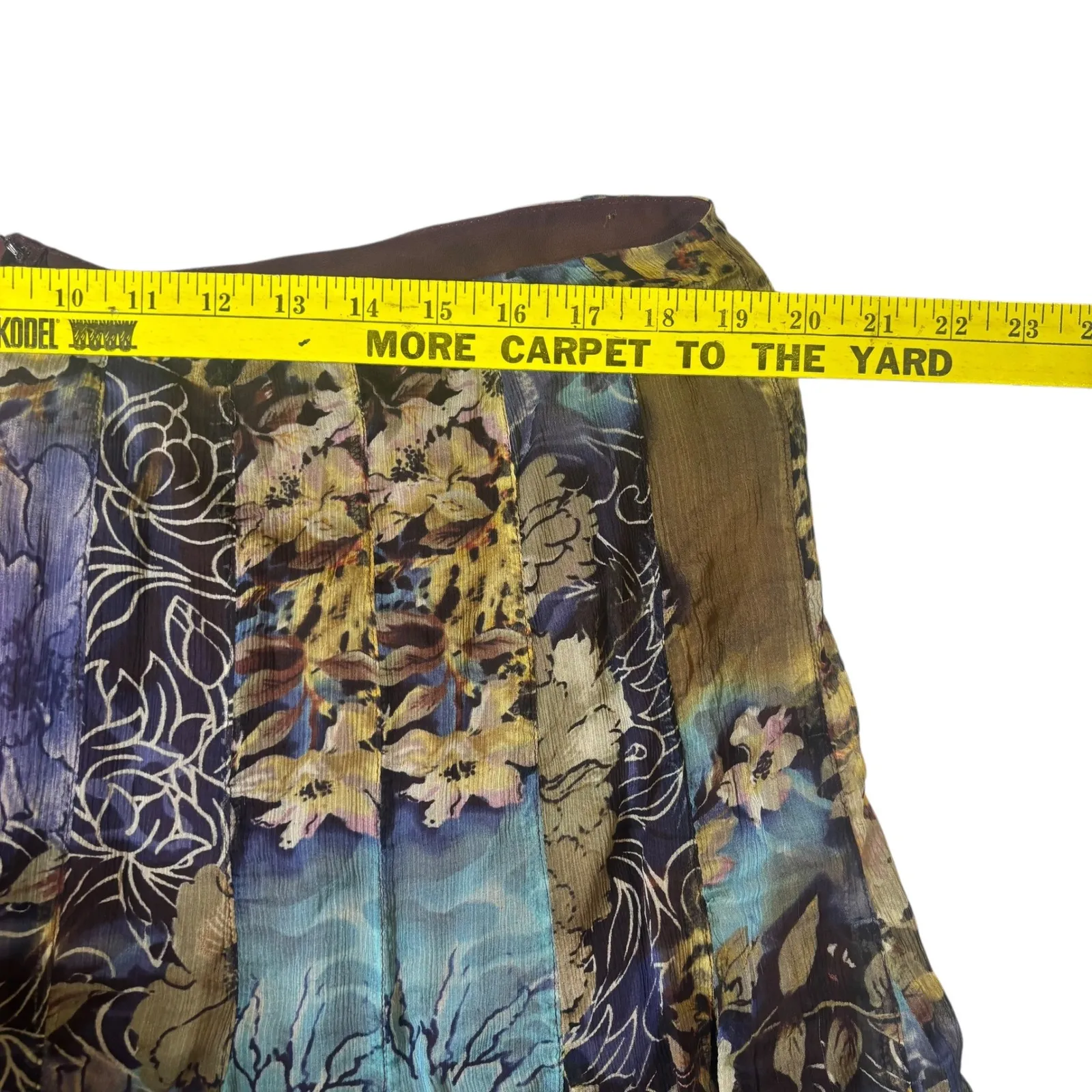 ICE XL Silk Patchwork Floral Leopard Print Midi Skirt Women Flare Bohemian Y2K Brown - Image 6