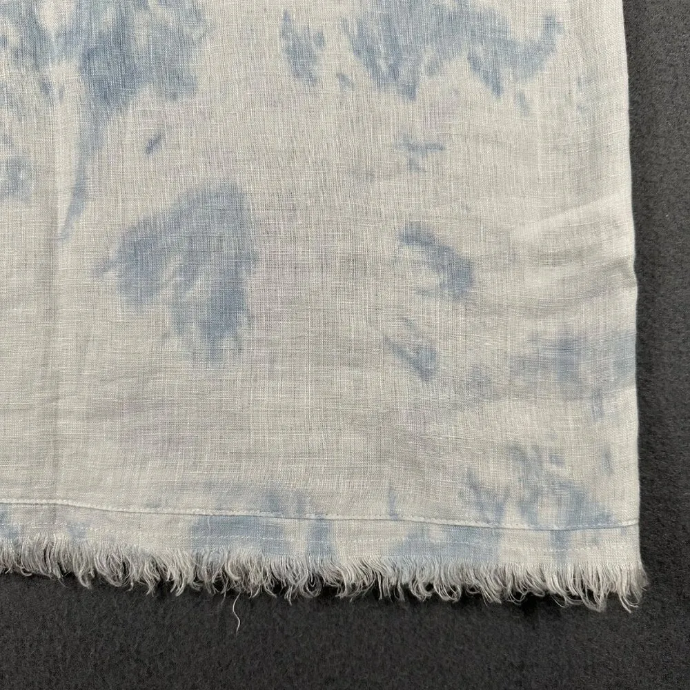 Magaschoni Womens S Blue White Linen Short Sleeve Lightweight Pullover Blouse - Image 6