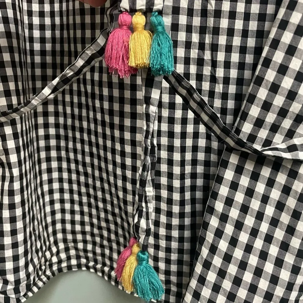 Madewell Black White top size XS Plaid - Image 4