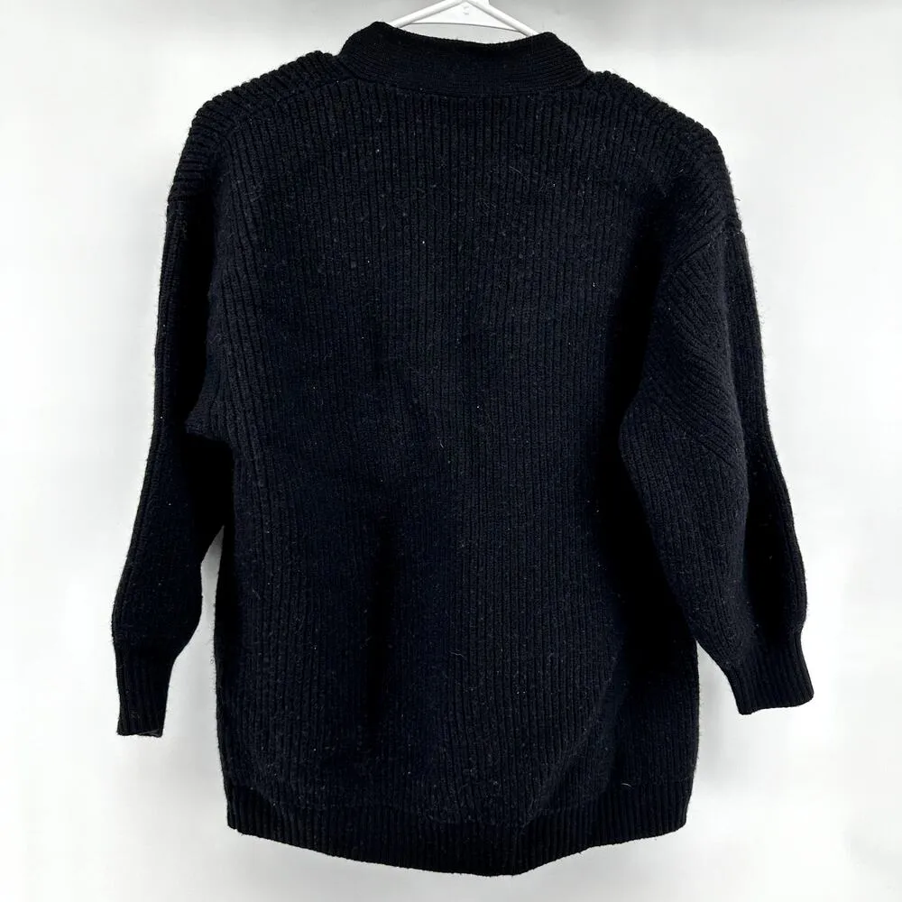 Aritzia Wilfred Unwind Open Cardigan Mid Length Ribbed Merino Wool Black XSmall - Image 5