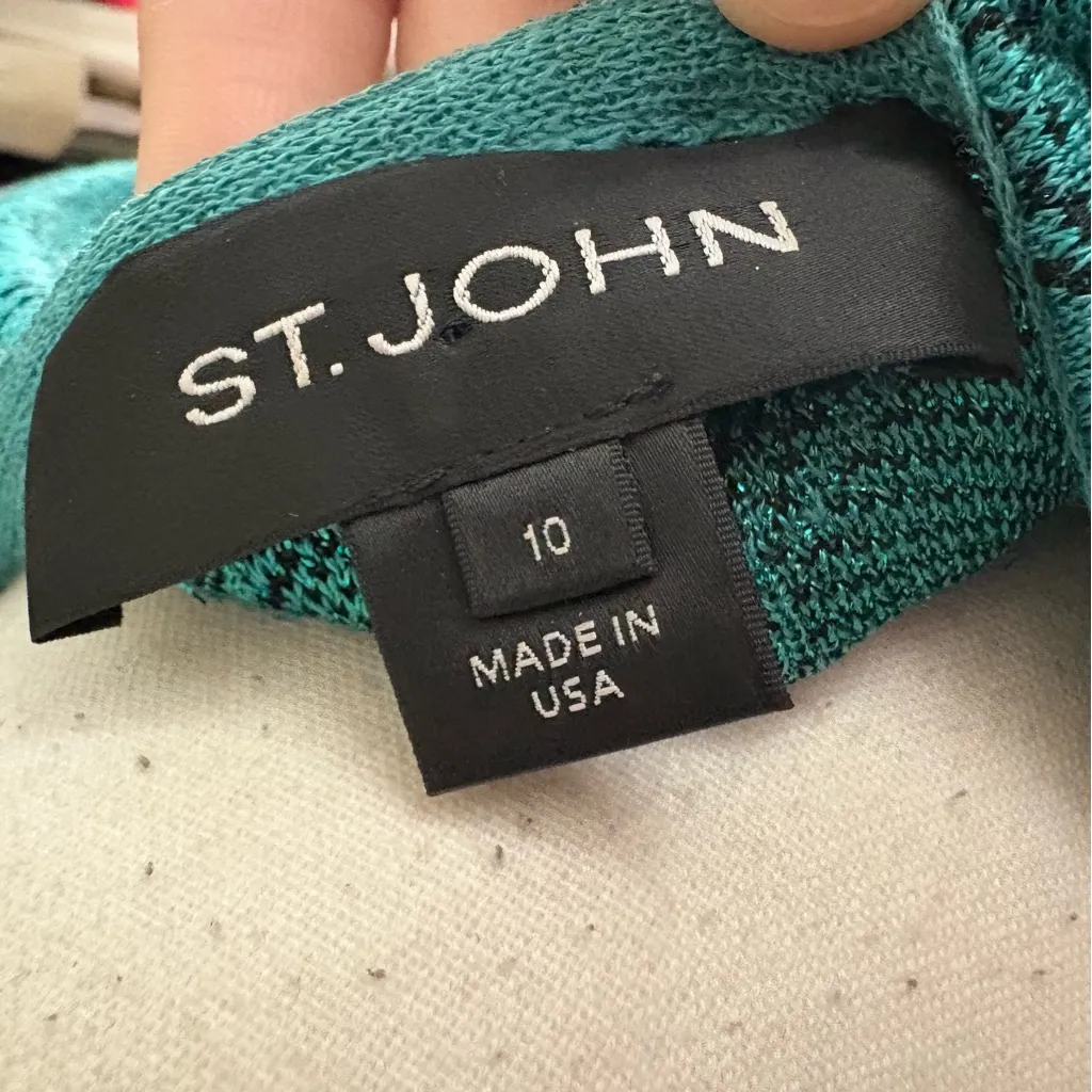 ST. JOHN Green Knit Cardigan‎ Jacket Size 10 - Image 5