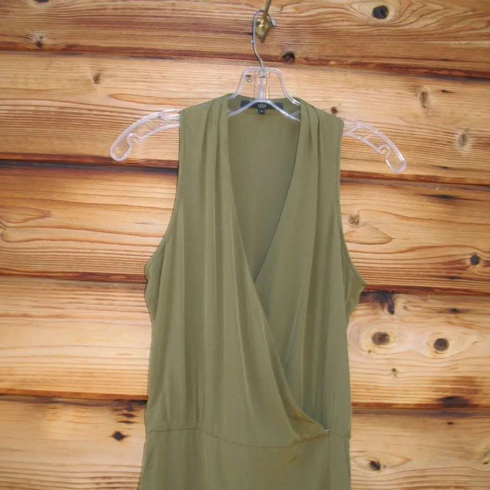 Tibi Olive Silk Faux Wrap Dress - Image 5