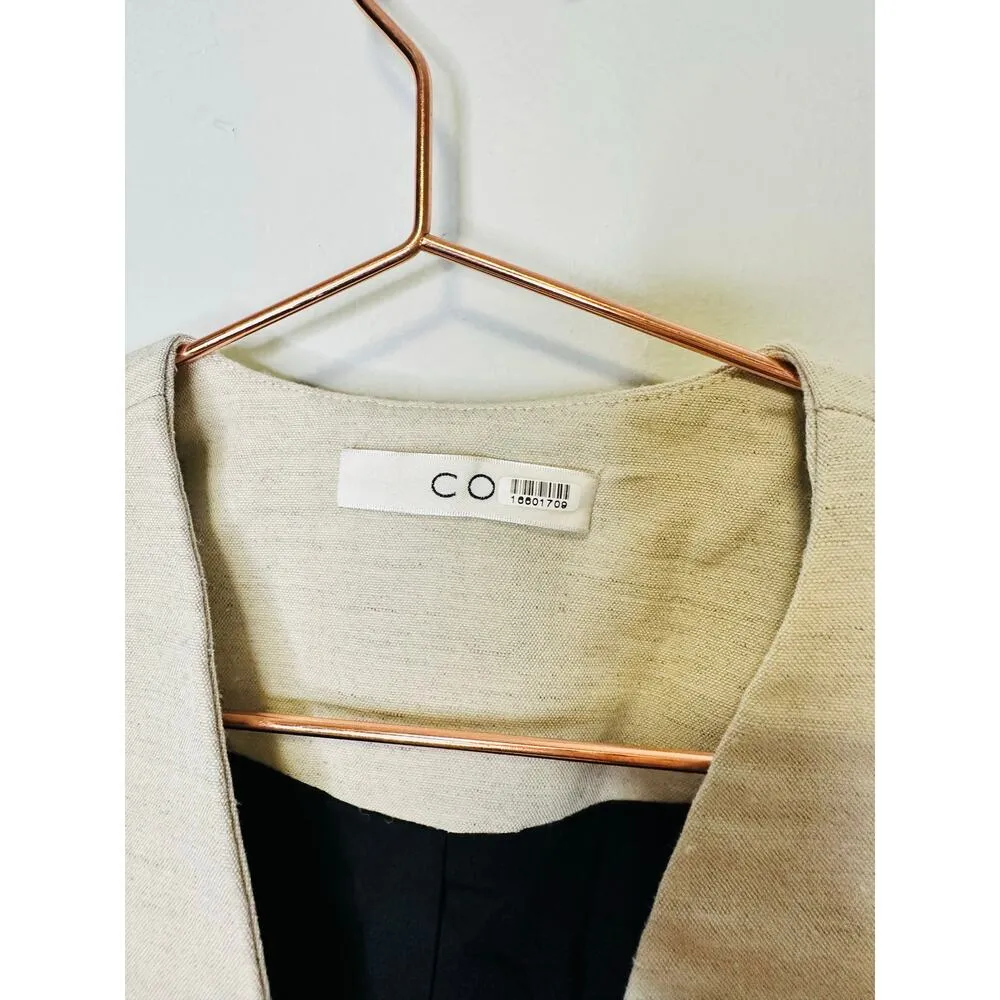 Co Beige Wool Hemp Blend Peplum Bell Sleeves One Button Blazer Jacket Size Small - Image 10