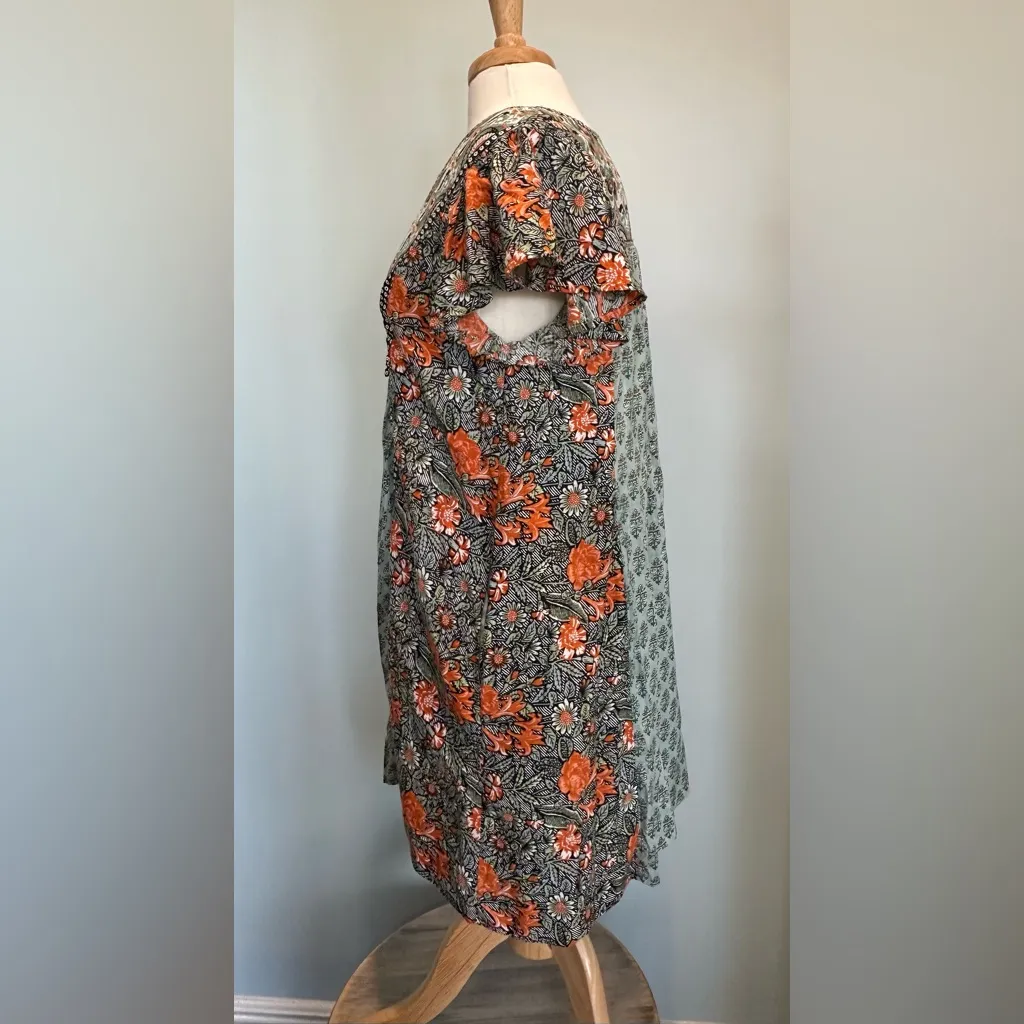 Anthropologie Astrid Boho Paisley Floral Tunic Dress Blue Green size Small - Image 12