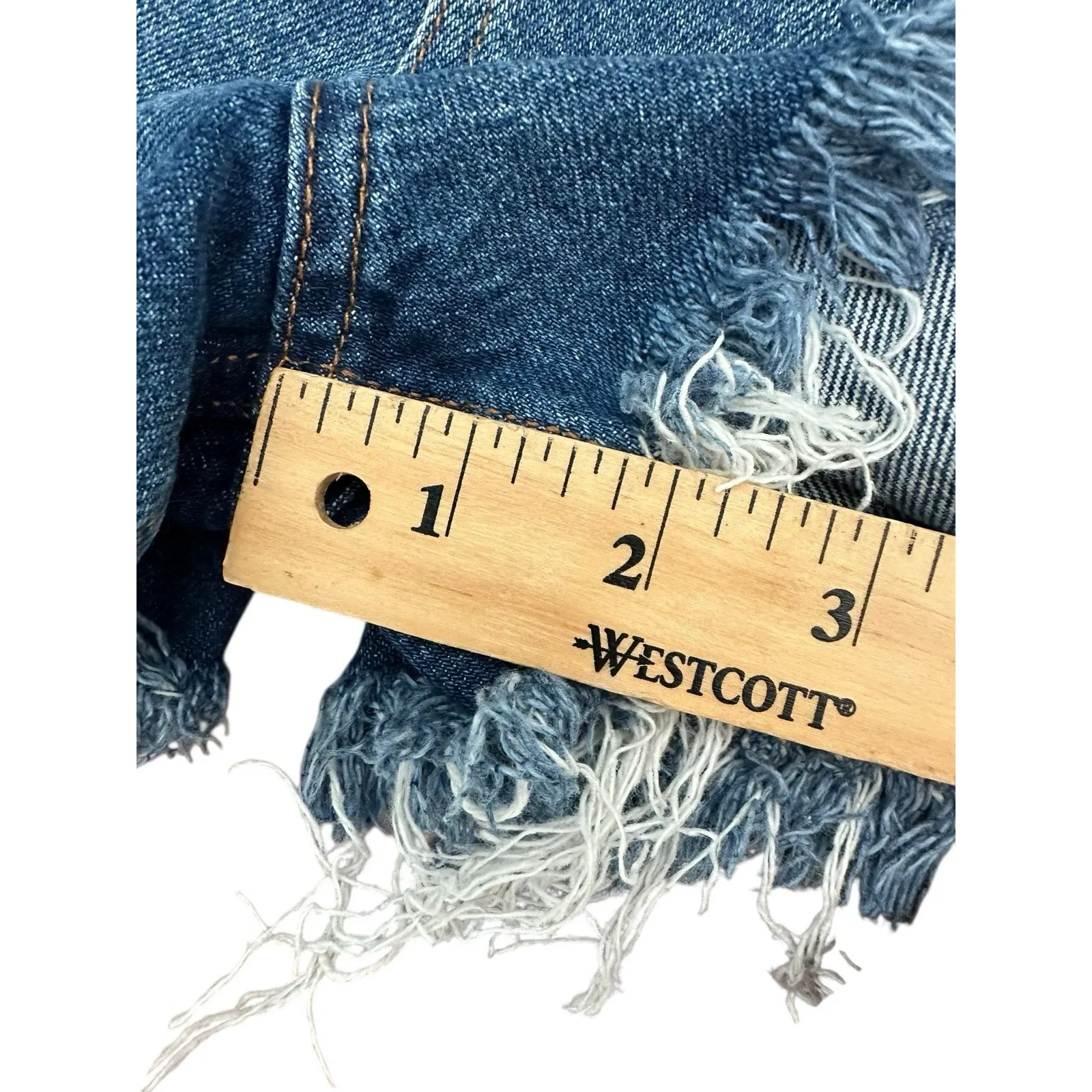 Free People We the Free Size 28 Jean Shorts Denim‎ Ripped Button Fly #AA5-5 - Image 5