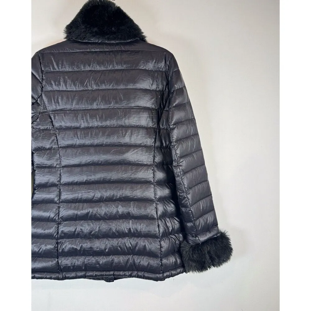Via Spiga Womens Jacket Black Down Waterfowl Puffer Full Zip Quilted Outdoor XS - Image 9